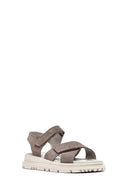 Women's Mink Double Strap Suede Leather Sandals | Derimod