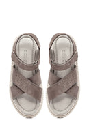 Women's Mink Double Strap Suede Leather Sandals | Derimod