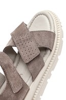 Women's Mink Double Strap Suede Leather Sandals | Derimod