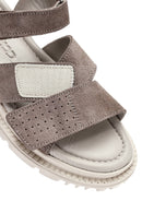 Women's Mink Double Strap Suede Leather Sandals | Derimod