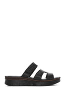 Women's Black Leather Comfort Slippers | Derimod