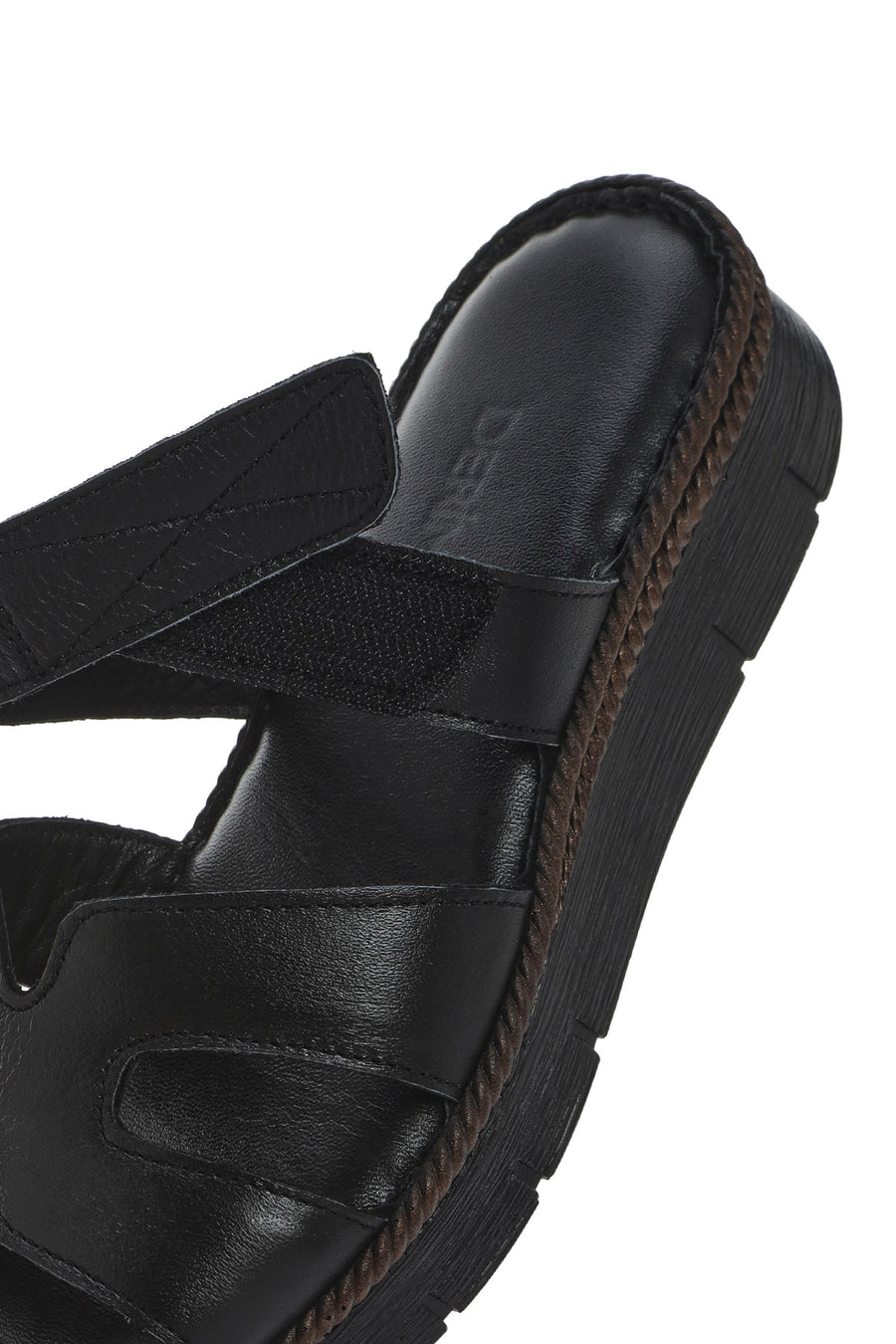 Women's Black Leather Comfort Slippers