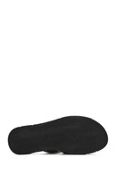 Women's Black Leather Comfort Slippers | Derimod