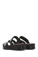 Women's Black Leather Comfort Slippers | Derimod