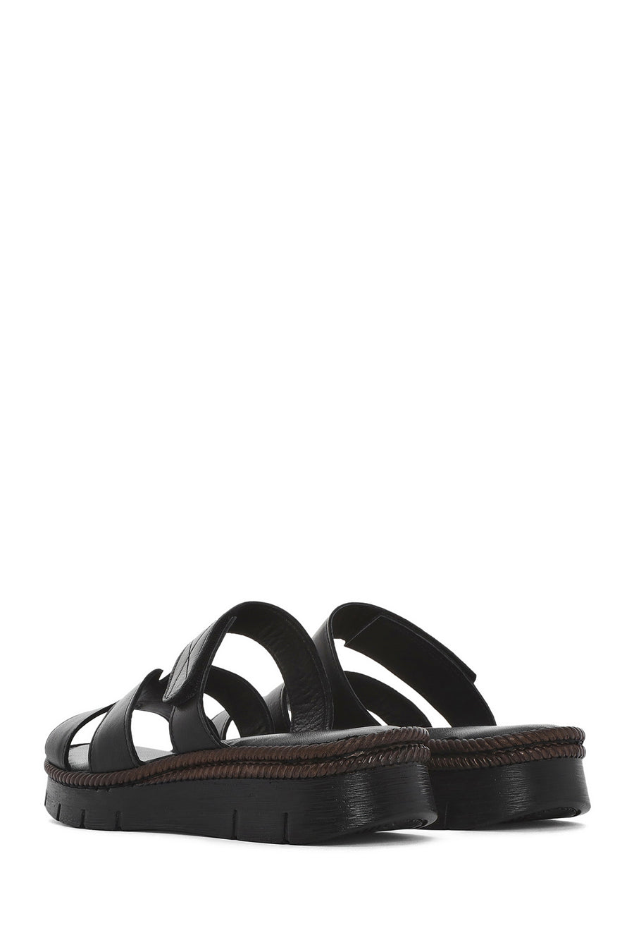 Women's Black Leather Comfort Slippers