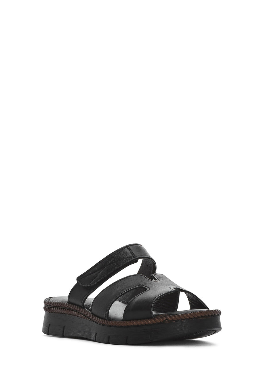 Women's Black Leather Comfort Slippers