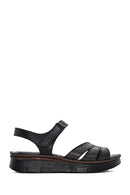Women's Black Strappy Leather Comfort Sandals | Derimod