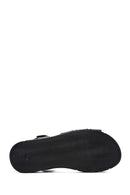 Women's Black Strappy Leather Comfort Sandals | Derimod