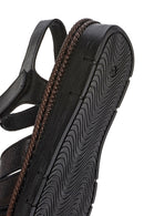 Women's Black Strappy Leather Comfort Sandals | Derimod