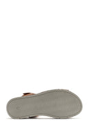 Women's Tan Strap Leather Comfort Sandals | Derimod