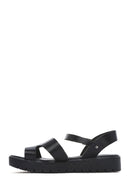 Women's Black Ankle Strap Leather Bodrum Sandals | Derimod