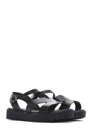 Women's Black Ankle Strap Leather Bodrum Sandals | Derimod
