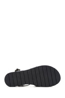 Women's Black Ankle Strap Leather Bodrum Sandals | Derimod