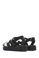 Women's Black Ankle Strap Leather Bodrum Sandals | Derimod