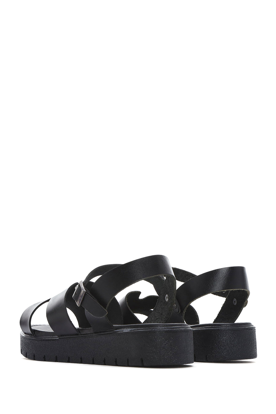 Women's Black Ankle Strap Leather Bodrum Sandals