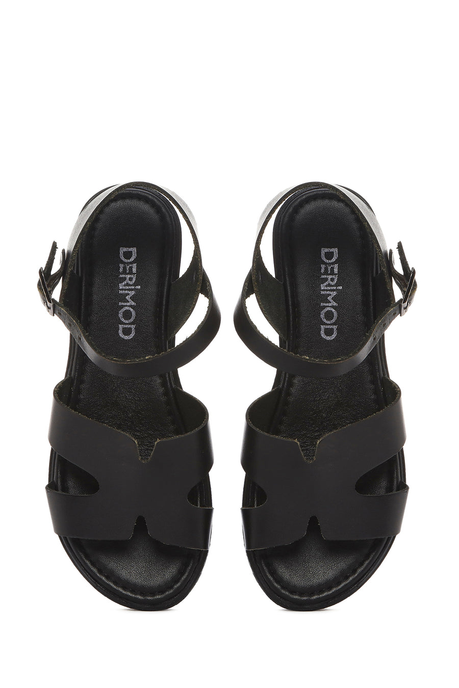Women's Black Ankle Strap Leather Bodrum Sandals