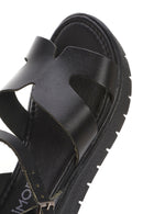 Women's Black Ankle Strap Leather Bodrum Sandals | Derimod