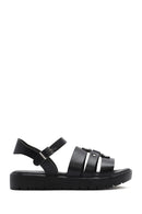 Women's Black Leather Ankle Buckle Sandals | Derimod