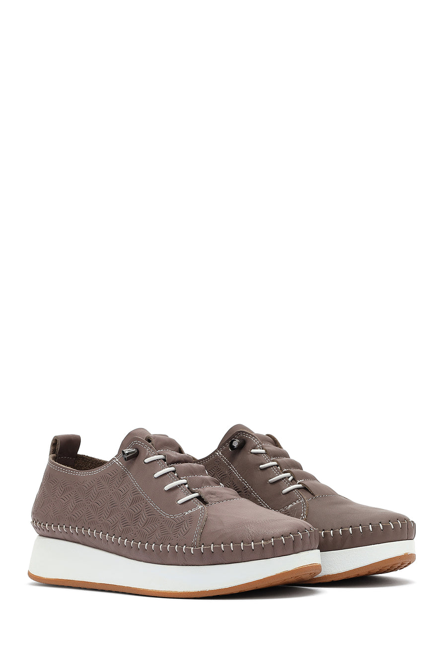 Women's Mink Lace-Up Thick-Soled Patterned Leather Comfort Shoes