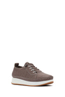 Women's Mink Lace-Up Thick-Soled Patterned Leather Comfort Shoes | Derimod