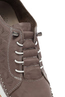 Women's Mink Lace-Up Thick-Soled Patterned Leather Comfort Shoes | Derimod