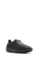 Women's Black Lace-Up Leather Comfort Loafer | Derimod