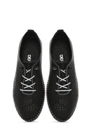 Women's Black Lace-Up Leather Comfort Loafer | Derimod