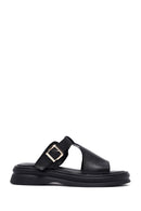 
Women's Black Buckled Leather Slippers
 | Derimod