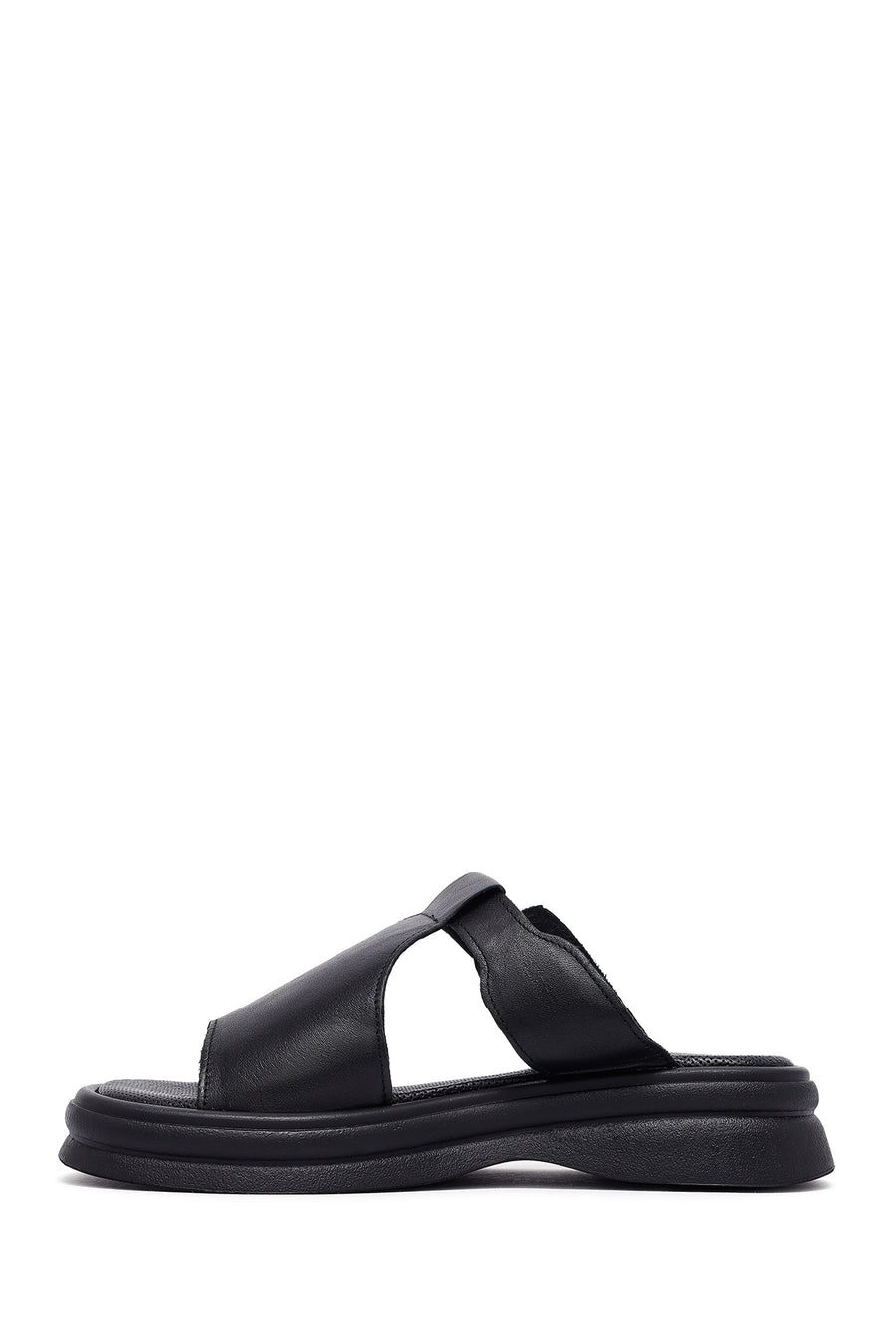 
Women's Black Buckled Leather Slippers
