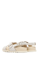 Women's Beige Buckled Suede Leather Sandals | Derimod