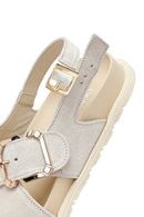Women's Beige Buckled Suede Leather Sandals | Derimod