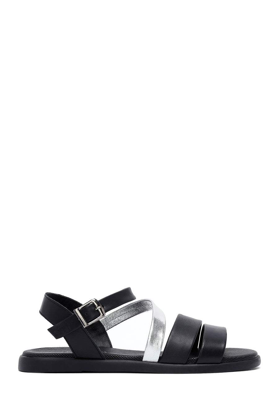Women's Black Leather Ankle Buckle Sandals 25SFD351018 | Derimod