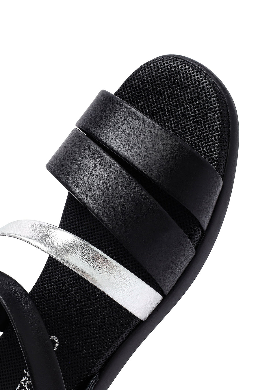 Women's Black Leather Ankle Buckle Sandals