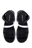 Women's Black Leather Ankle Buckle Sandals | Derimod