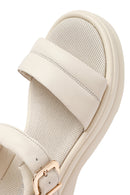 Women's Beige Leather Ankle Buckle Sandals | Derimod