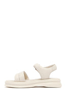Women's Beige Leather Ankle Buckle Sandals | Derimod