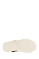 Women's Beige Leather Ankle Buckle Sandals | Derimod