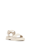 Women's Beige Leather Ankle Buckle Sandals | Derimod