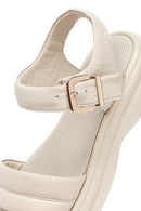 Women's Beige Leather Ankle Buckle Sandals | Derimod