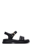 Women's Black Leather Ankle Buckle Sandals | Derimod