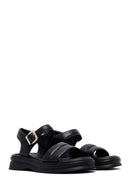 Women's Black Leather Ankle Buckle Sandals | Derimod