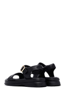 Women's Black Leather Ankle Buckle Sandals | Derimod