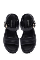 Women's Black Leather Ankle Buckle Sandals | Derimod