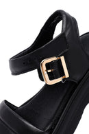 Women's Black Leather Ankle Buckle Sandals | Derimod