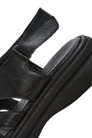Women's Black Back Strap Leather Sandals | Derimod