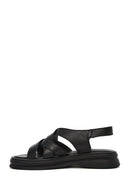 Women's Black Back Strap Leather Sandals | Derimod