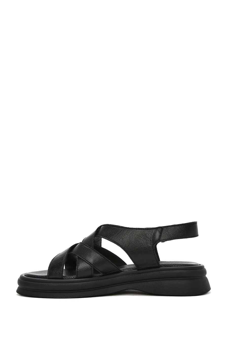 Women's Black Back Strap Leather Sandals