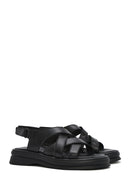 Women's Black Back Strap Leather Sandals | Derimod