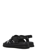 Women's Black Back Strap Leather Sandals | Derimod