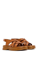 Women's Tan Back Strap Leather Sandals | Derimod